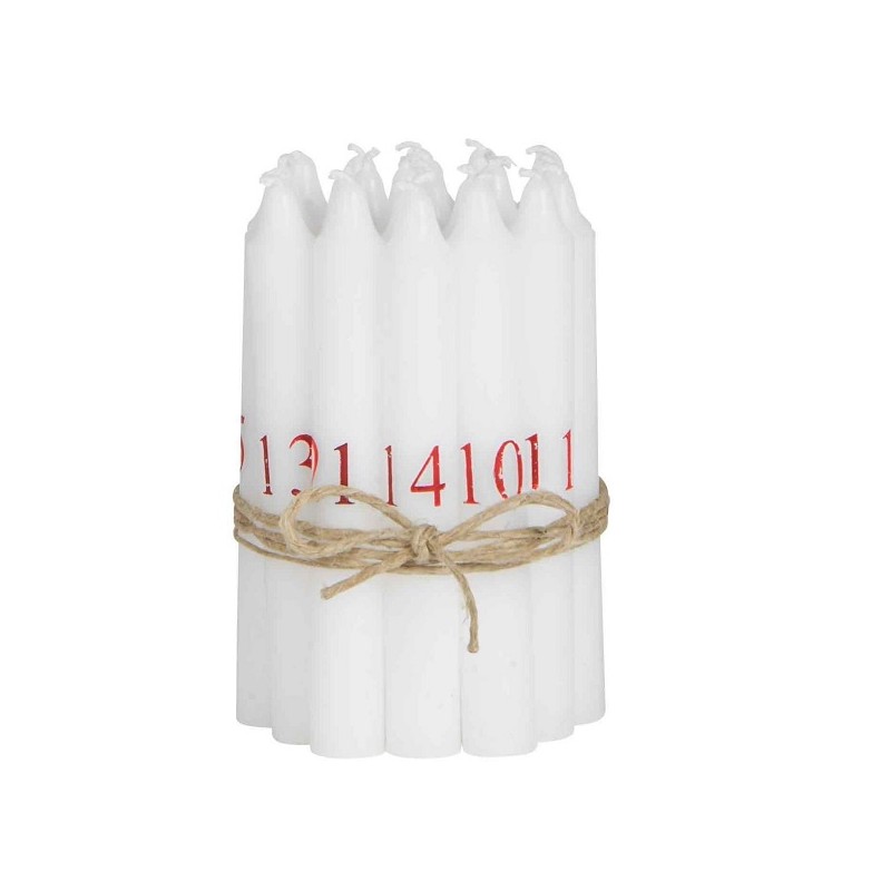 Ib Laursen Adventscalendar Candles 1-24 White with Red Numbers