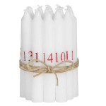 Ib Laursen Adventscalendar Candles 1-24 White with Red Numbers