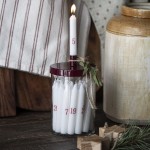 Ib Laursen Adventscalendar Candles 1-24 White with Red Numbers