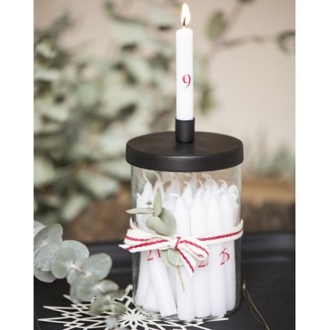 Taper candles 1-24 white w/red numbers 4141-11