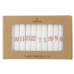 Ib Laursen Adventscalendar Candles 1-24 White with Red Numbers