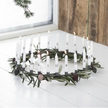 Adventscalendar Candles - Taper candles 1-24 white with black numbers 4142-11