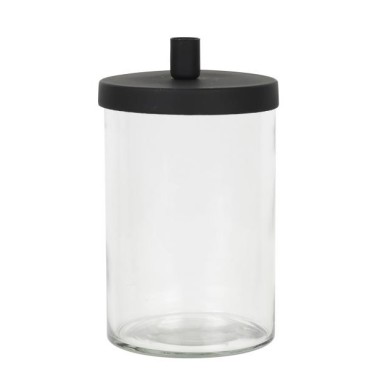 Kerzenhalter Glas für dünne Kerze mit schwarzem Metalldeckel - Ib Laursen 9071-25
