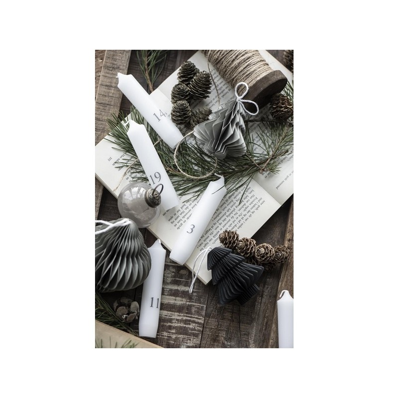 Ib Laursen Dinnercandles Adventscalendar 1-24 White with Grey Numbers