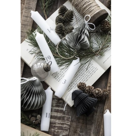 Advent Calendar Dinner Candles - Short Dinner Candles 1-24 White with Grey Numbers