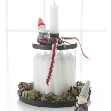 Advent Calendar Dinner Candles - Short Dinner Candles 1-24 White with Grey Numbers