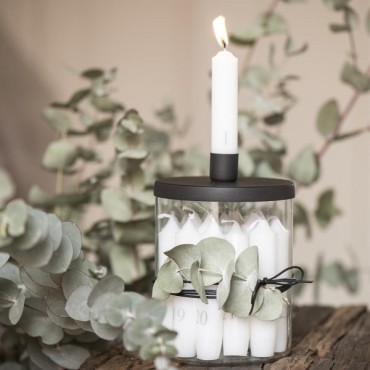 Advent Calendar Dinner Candles - Short Dinner Candles 1-24 White with Grey Numbers