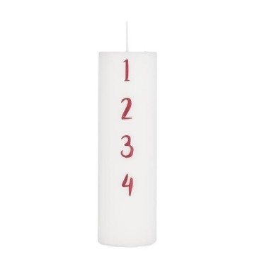 sustainable Advent Candle - 5709898341718, Advent Wreath Candle - Advent candle 1-4 white w/red numbers