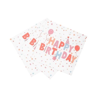 Recyclable Pastel Pink Happy Birthday Napkins Talking Tables - ROSE-ECO-NAPKIN-HB - 5052715124132