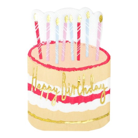 Cake Shaped Birthday Napkins 12 pcs - Rose Cake Shaped Napkins ROSE-NAPKIN-CAKE - 5052715113013