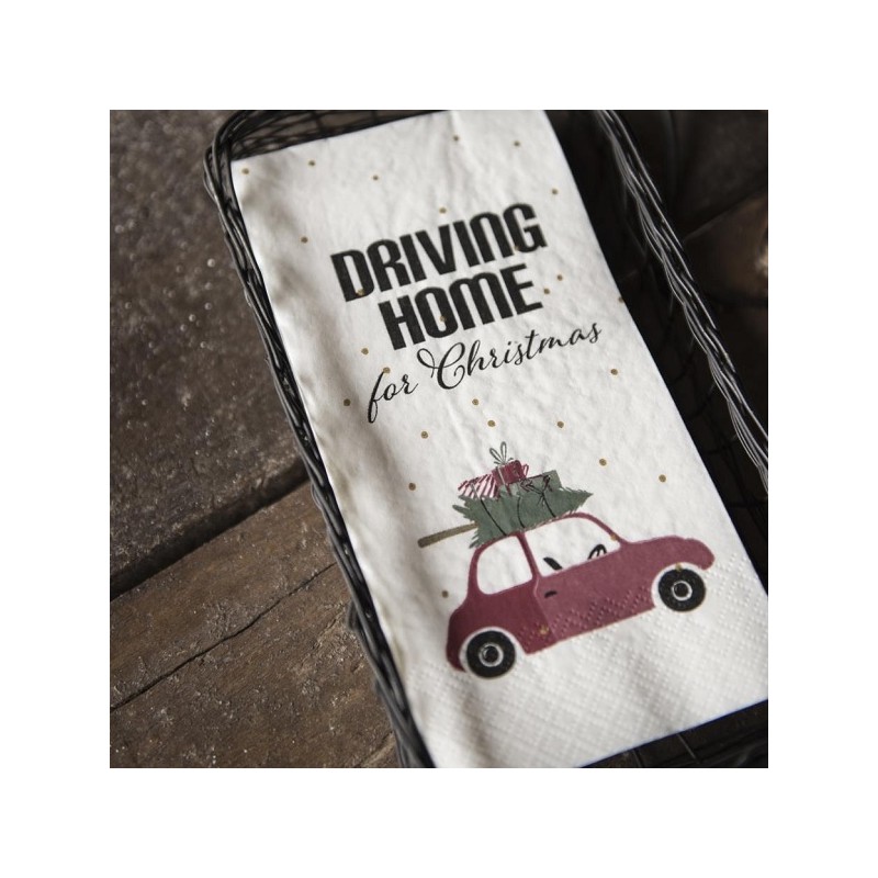 Ib Laursen Napkins Driving Home for Christmas, 16 pcs