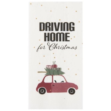Driving Home for Christmas Weihnachtsservietten mit rotem Auto