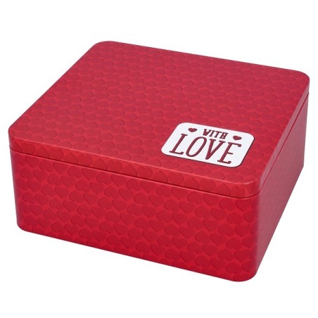 With LOVE Cookie Tin Hearts all-over print - Birkmann with Love Metal Tin, Hearts Box for Cookies