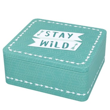 STAY WILD Blechdose - Geschenkbox Türkis Stay Wild - 439894 - Cookie Geschenkbox Türkis