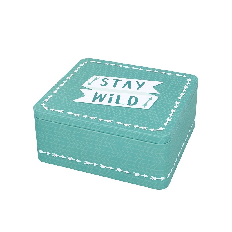 Birkmann Turquoise Tin Box STAY WILD, 21x19x9cm