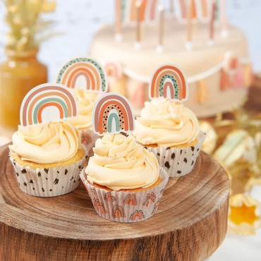 Anniversary House Neutral Rainbow Cupcake Cases, 75pcs - 5026281562117