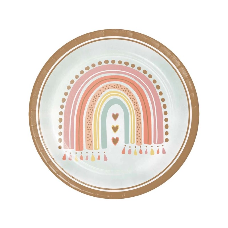 Anniversary House Boho Rainbow Dinner Plates, 8 Stück