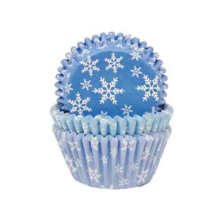 Snowflakes Cupcake Cases 75pcs - Winter Baking Cups - Snowflake Muffin Liners