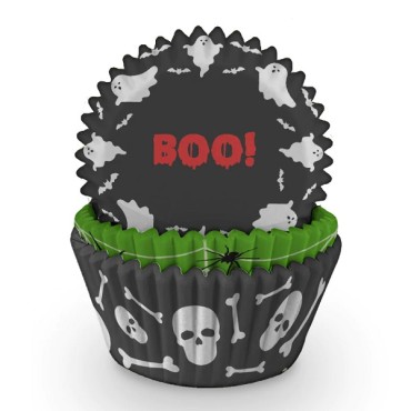 Halloween Slogan Cupcake Cases Ghost Skull Spider - Halloween Muffin Cases - Halloween Bakeware