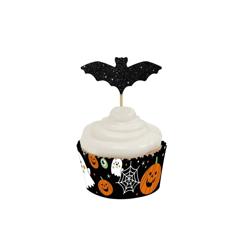 Anniversary House Glitter Bat Cupcake Topper, 12 pcs