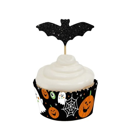 Halloween Fledermaus Glitzer Cupcake Topper - Fledermaus Kuchentopper
