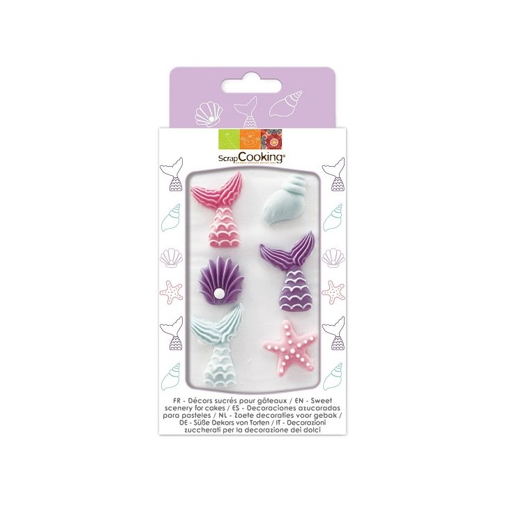 ScrapCooking Mermaid Sugar Decoration Set 6 Pieces ScrapCooking Mermaid Sugar Decoration Set 6 Pieces
