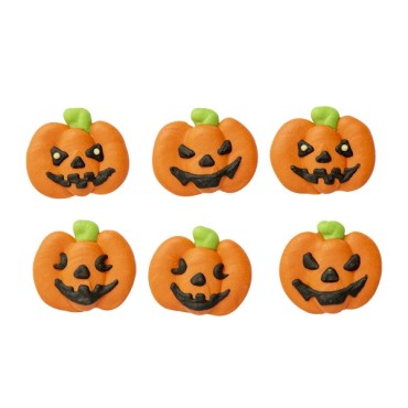 Jack-o'-lantern Sugar Decoration - Cake Decor Halloween - 6 Little Pumpkins sugar decor