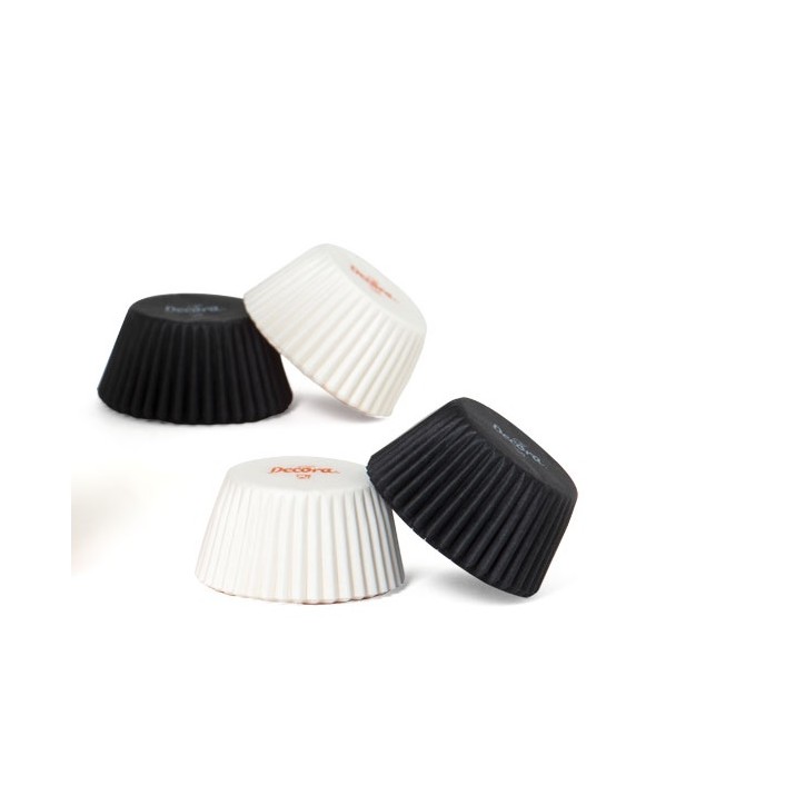 Mini Cupcake Cases Black & White – 200 pcs Baking Cups
