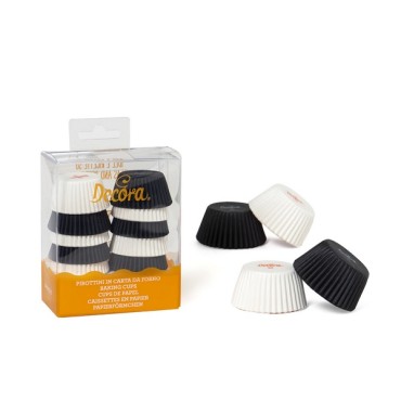 Black & White Assorted mini muffin cups 0339752 - Mini Cupcake Liners Black/White