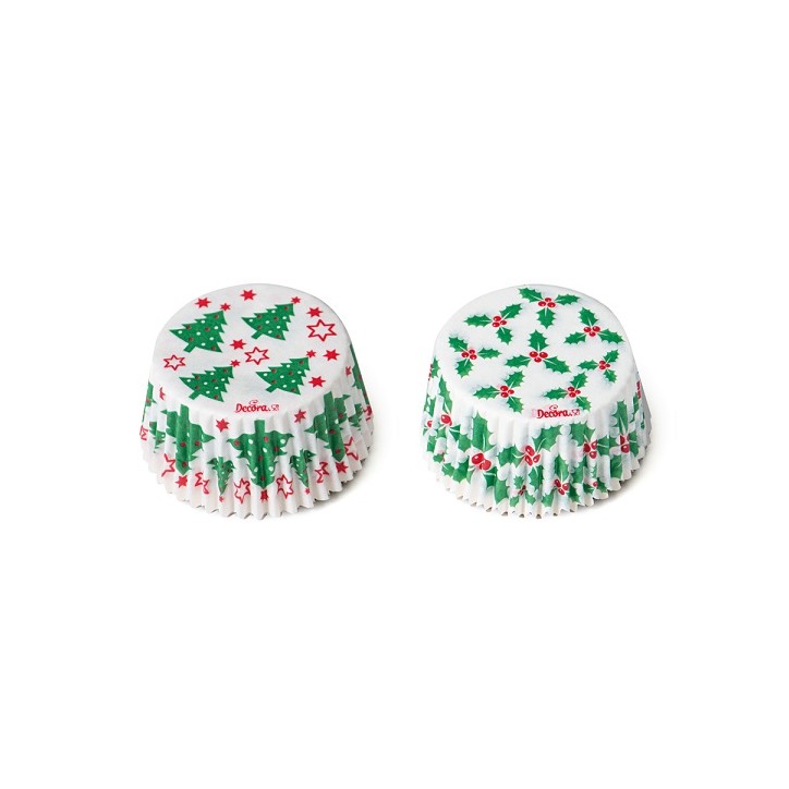 Decora Christmas Cupcake Cases Holly & Fir Tree – 36 pcs