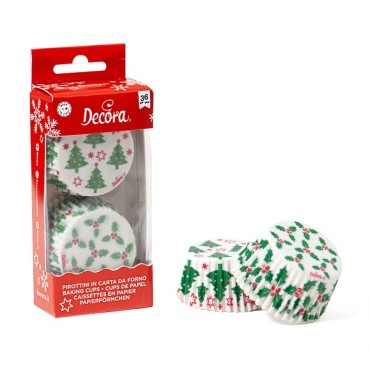 36 Holly & Tree Cupcake Baking Cups 0339870 - Christmas Muffin Liners - Cupcake Cases Xmas