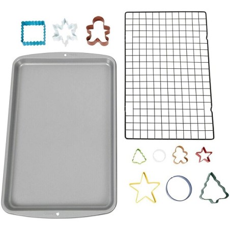 Wilton Happy Holiday Cookie Baking Set with Cooling Rack 12 Pieces