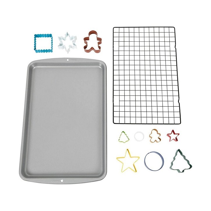 Wilton Happy Holiday Cookie Baking Set with Cooling Rack 12 Pieces