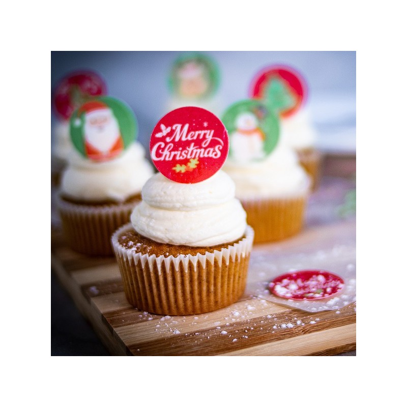 DeKora 34mm Esspapier Cupcake-Aufleger Weihnachten, 20 Stück