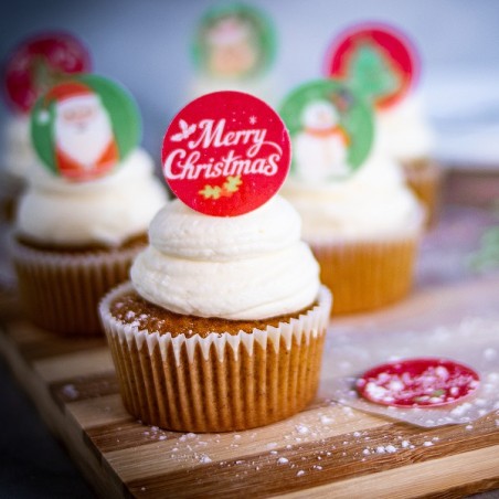 Kuchendekor Weihnachten Runde Oblaten - Mini Christmas Wafer Discs 20 Stück