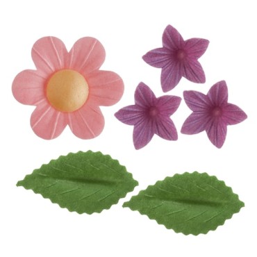 Esspapier Blumen - Margeriten - Mini Blumen - Blätter Kuchendekor 166020
