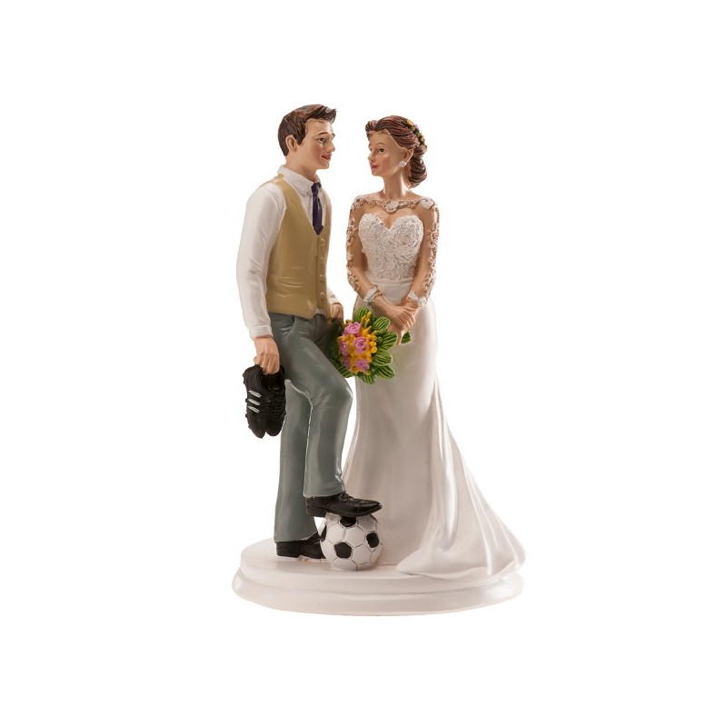 DeKora Brautpaar mit Fussball Tortentopper, 18cm