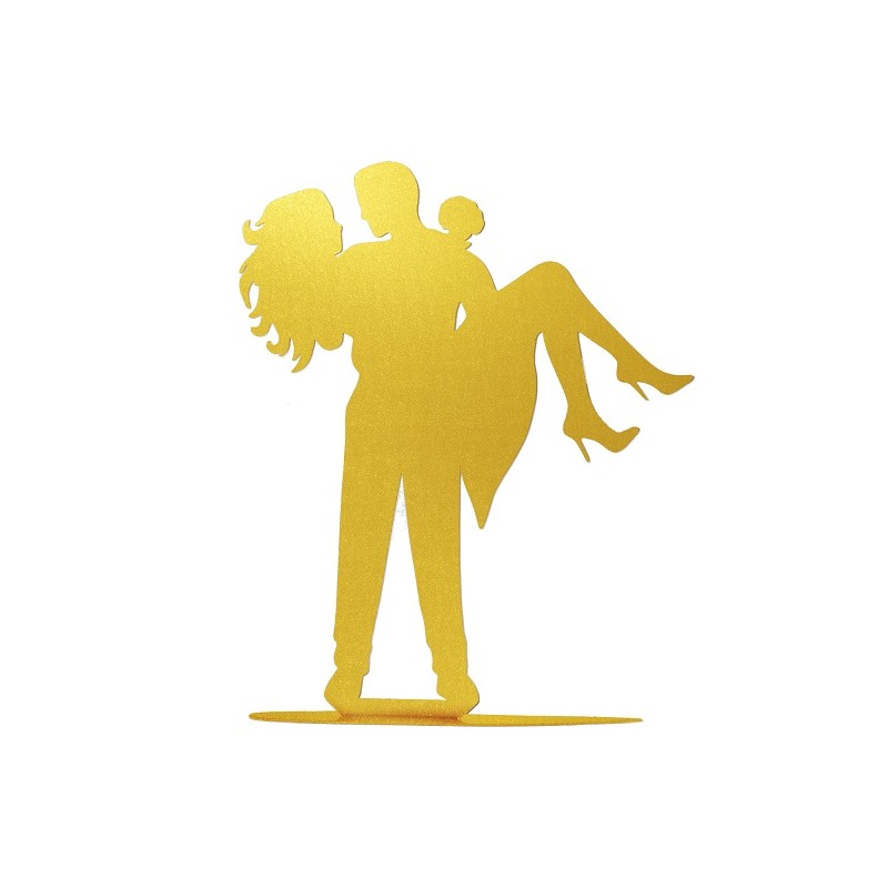 DeKora Brautpaar Tortenfigur Silhouette Gold, 18cm