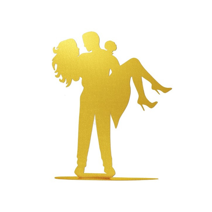 DeKora Gold Bride and Groom Silhouette Cake Topper 18cm