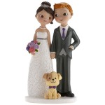 DeKora Wedding Cake Topper with Dog, 16cm