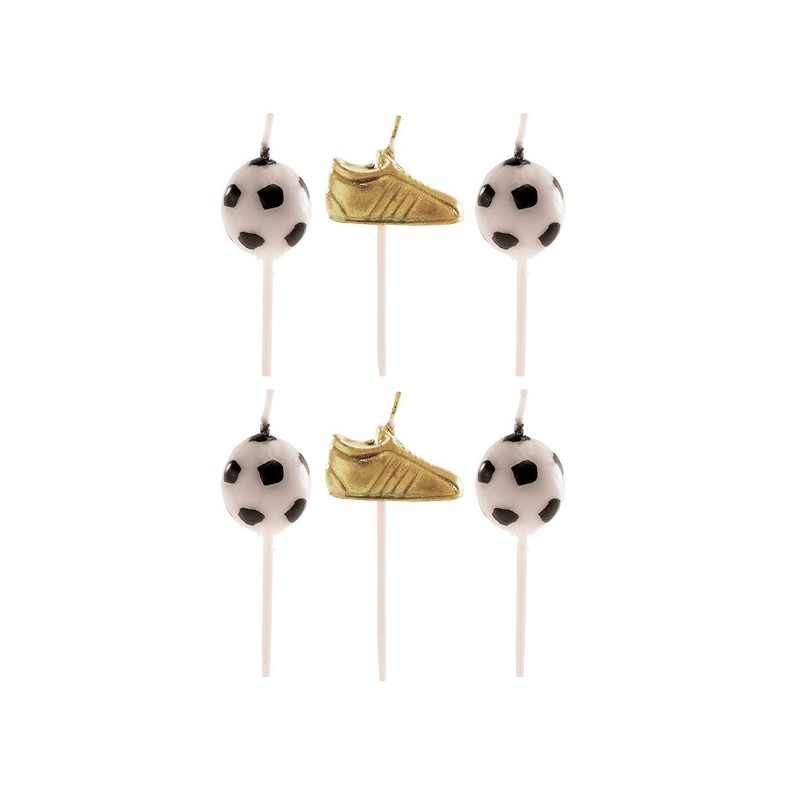 Dekora Football Party Candles Ball & Soccer Boots, 6 pcs