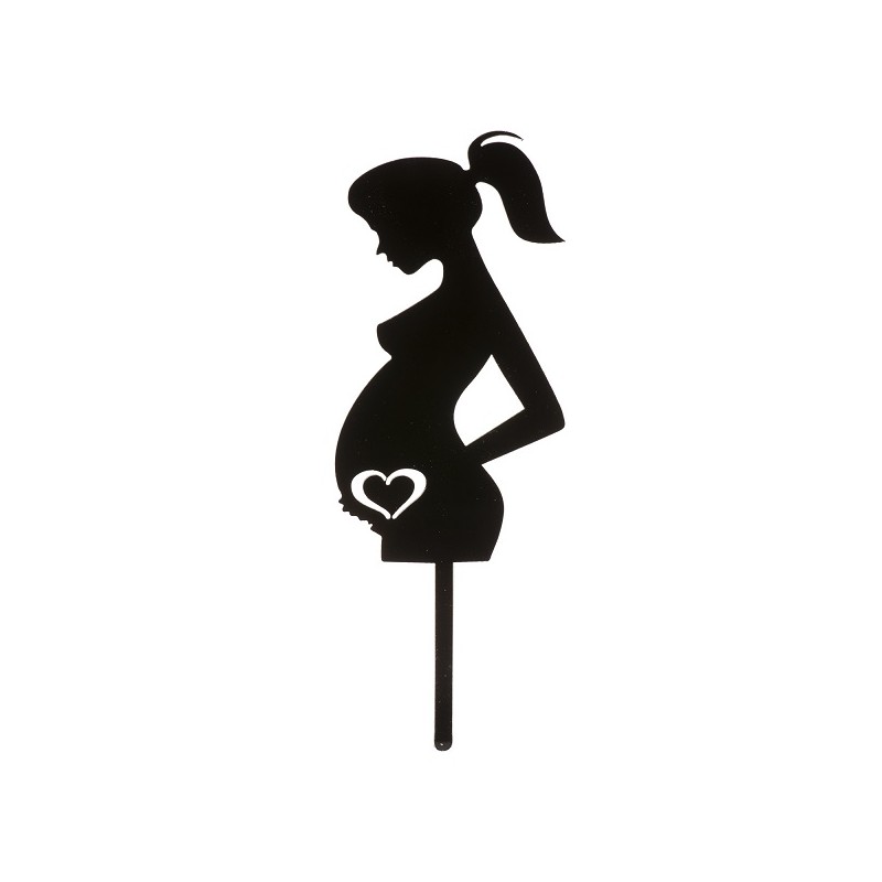 DeKora Silhouette Pregnant Women Cake Topper Black 16x6cm