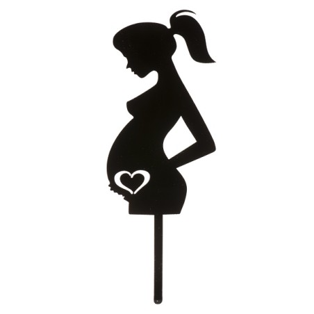Schwangerschaft Tortentopper - Silhouette Schwangere Frau Kuchentopper - Tortendekoration Babyparty