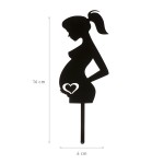 DeKora Silhouette Pregnant Women Cake Topper Black 16x6cm