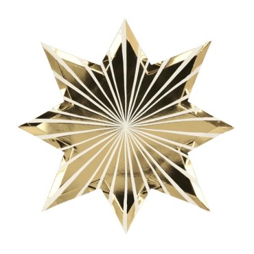 Sternförmige Teller - Meri Meri Pappteller Sterne - Gold Stripe Star Plätzchenteller 224568