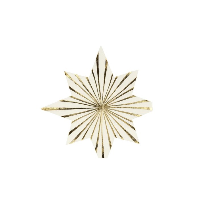 224577 Meri Meri Gold Stripe Star Napkins - Made from sustainable FSC paper 224577 Meri Meri Gold Stripe Star Napkins - Made from sustainable FSC paper