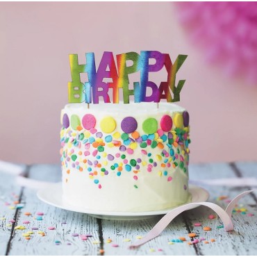 Rainbow Happy Birthday Cake Topper Foil J124 - Happy Birthday Caketopper Rainbow