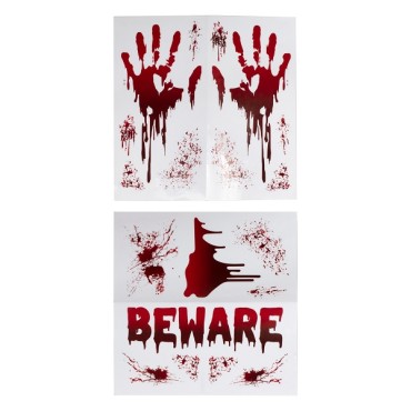 Beware Blood Splatter Halloween Window Stickers - Spooky Halloween Decoration