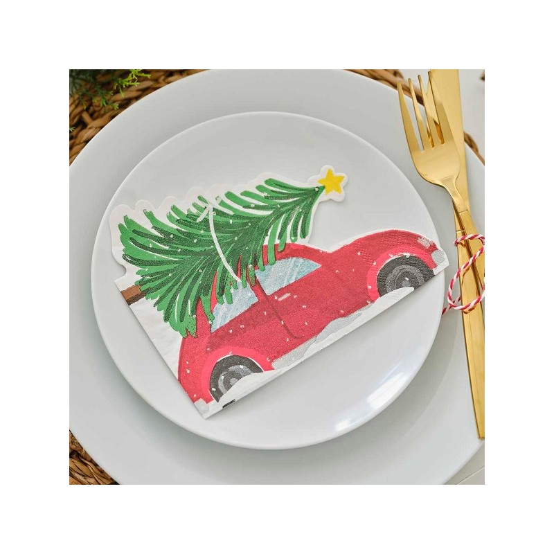 Ginger Ray Napkins Festive Car, 16 pcs