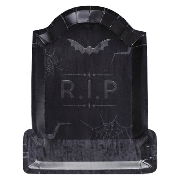 R.I.P. Grabstein Pappteller - Ginger Ray Embossed Tombstone Halloween Plates